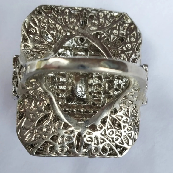 Vintage  crystal‎ paste cocktail ring 5.5 - Picture 9 of 14